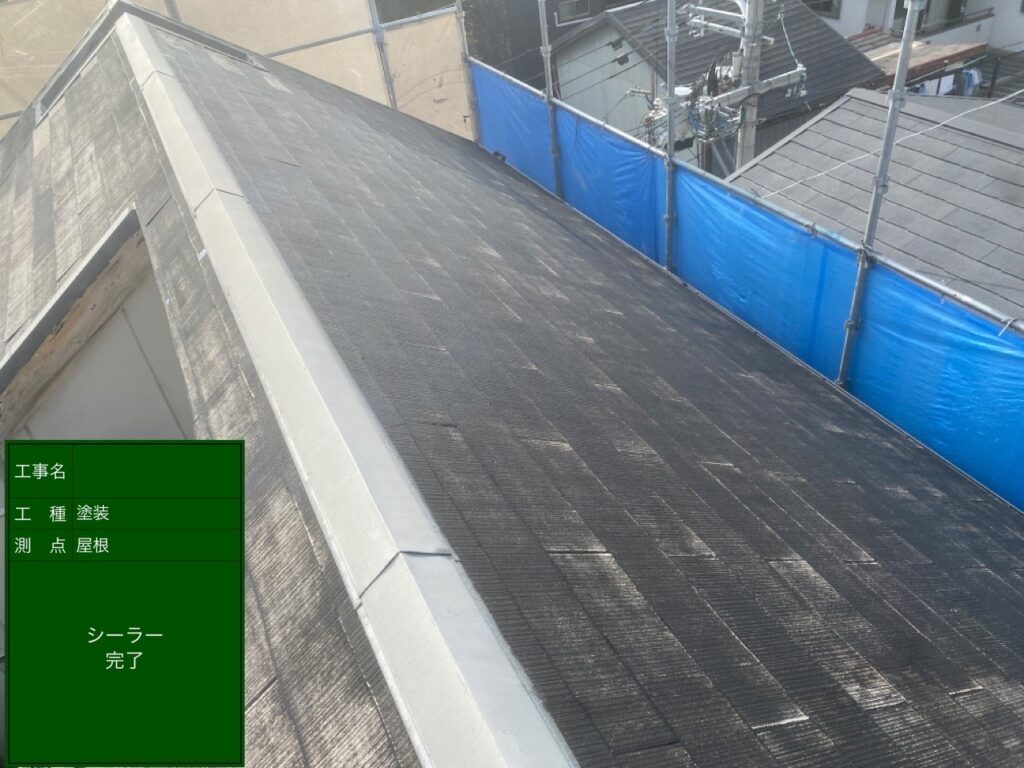 大阪市生野区カラーベスト屋根下塗り塗装完了
