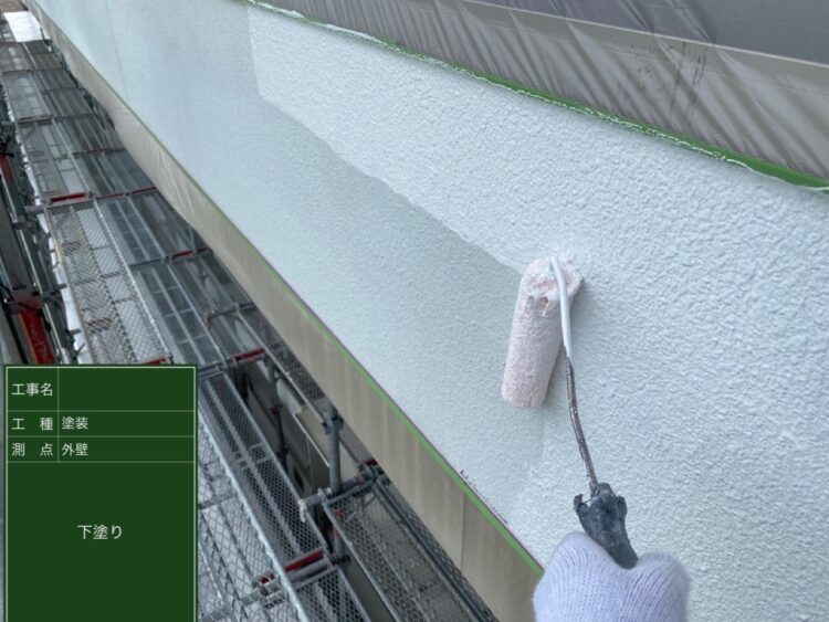 大阪市大正区外壁下塗りフィラー塗装作業